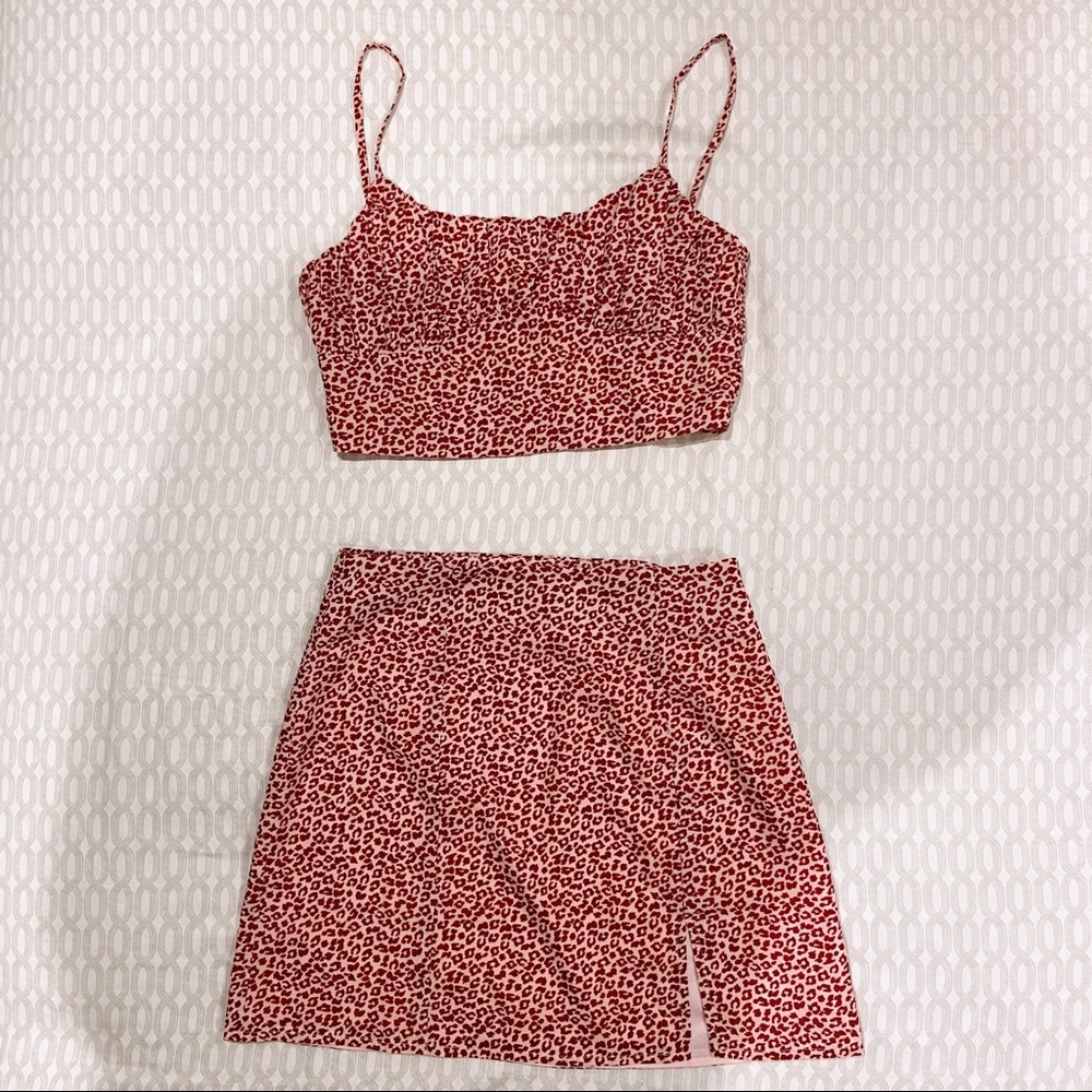PINK LEOPARD PRINT SKIRT SET - Picture 4 of 8